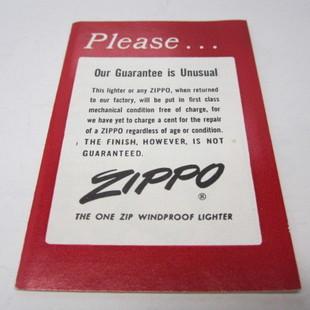 ​​セール品！！1950年代後半～1960年代前半　ギャランティー・カード 【ZIPPO】