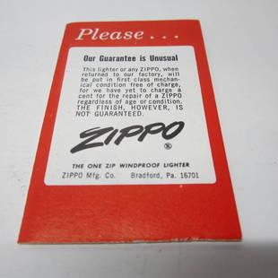 ​​1960年代後半～1970年代前半　ギャランティー・カード 【ZIPPO】